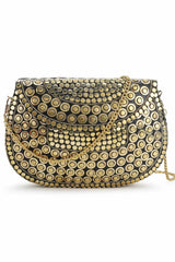 Gold Metal Mosaic Embellished Clutch