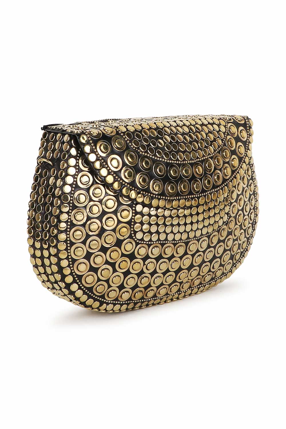 Gold Metal Mosaic Embellished Clutch