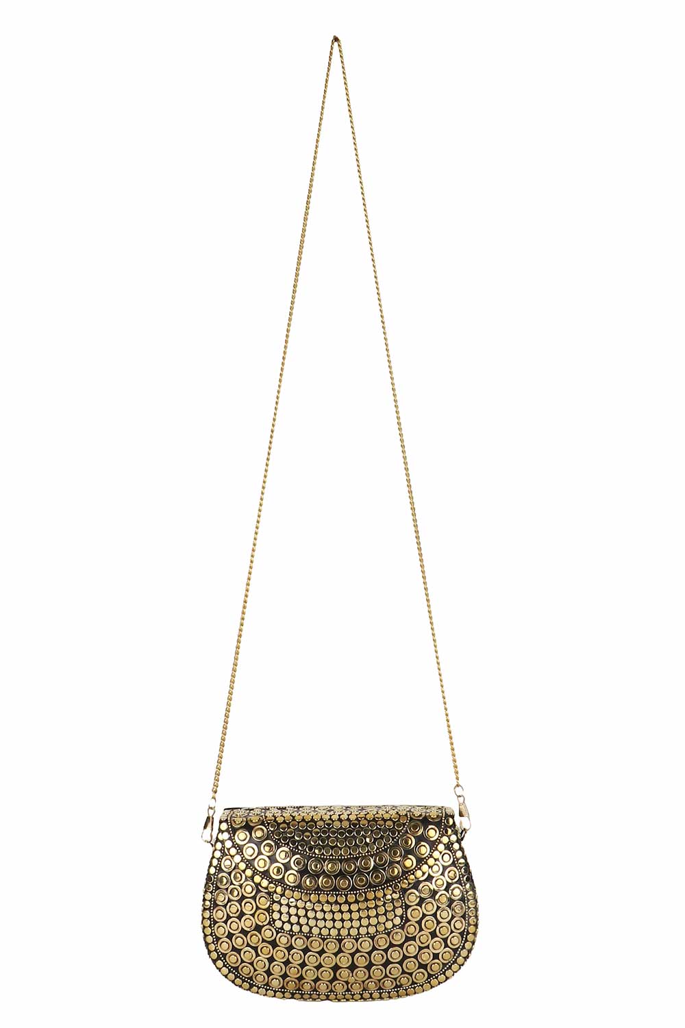 Gold Metal Mosaic Embellished Clutch