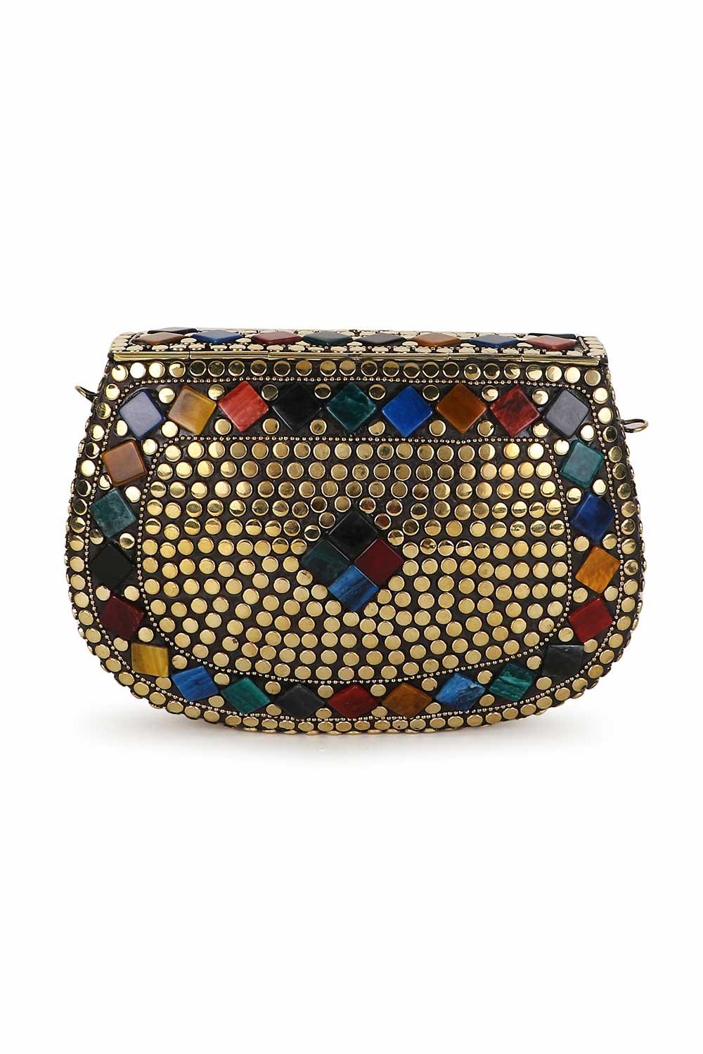 Gold And Multi Metal Mosaic Embellished Clutch