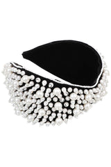 Black & White Velvet Pearl Beaded Hairband