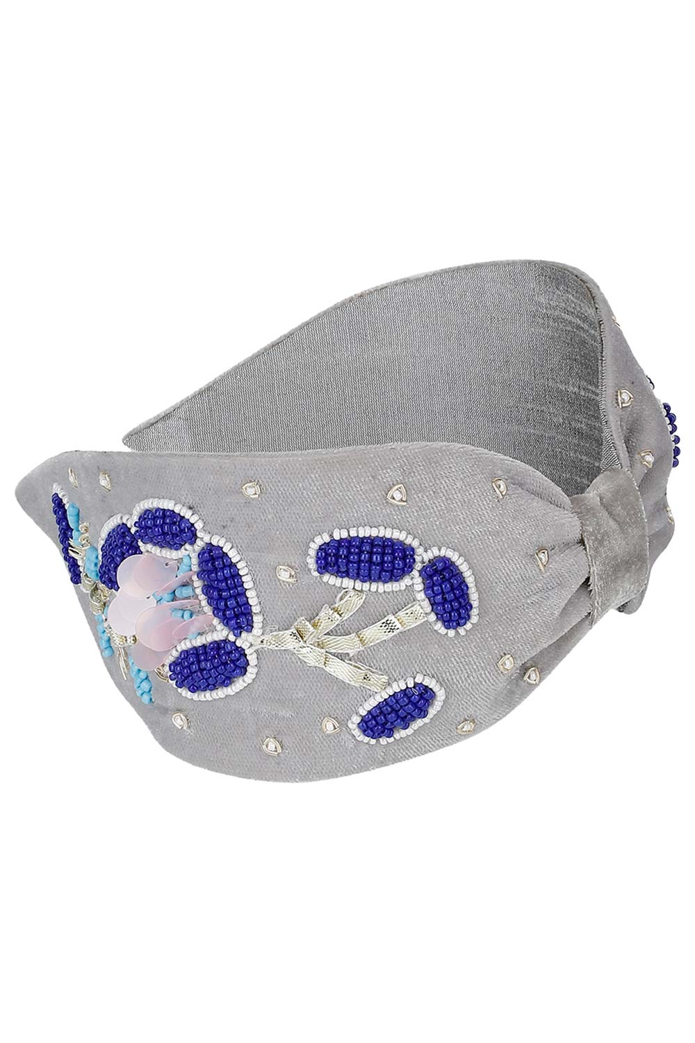 Grey & Multi Floral Velvet Hair Band