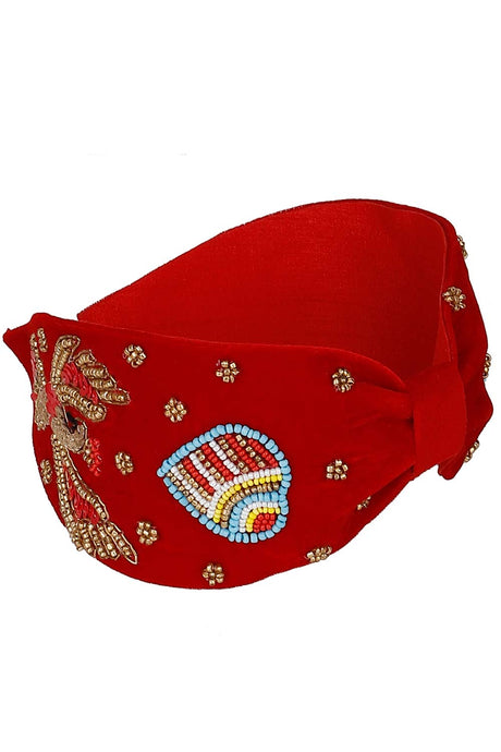 Red & Multi Quirky Velvet Hair Band