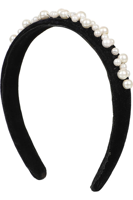 Black & White Velvet Pearl Beaded Hairband