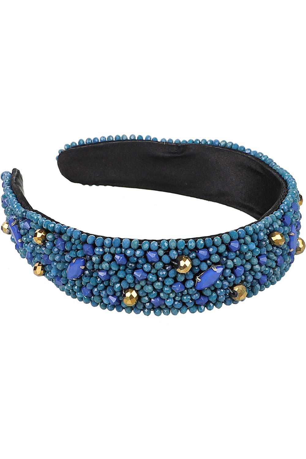 Turquoise & Gold Faux Silk Beaded Hairband