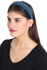 Turquoise & Gold Faux Silk Beaded Hairband