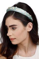 Pastel Green & Peach Floral Synthetic Hair Band