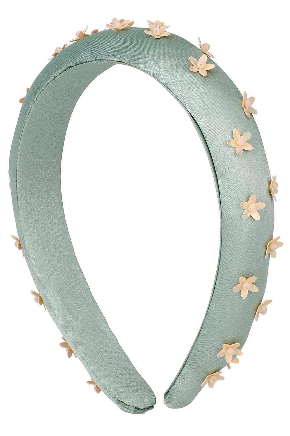 Pastel Green & Peach Floral Synthetic Hair Band