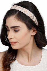 Pastel Pink & Silver Chevron Velvet Hair Band