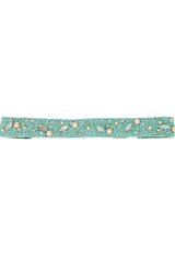 Sea Green & Multi Embellished Velvet Hair Band