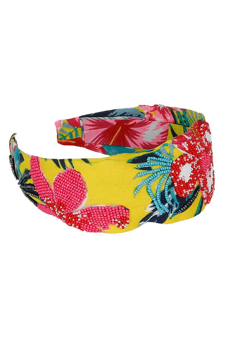 Yellow & Multi Floral Cotton Hair Band