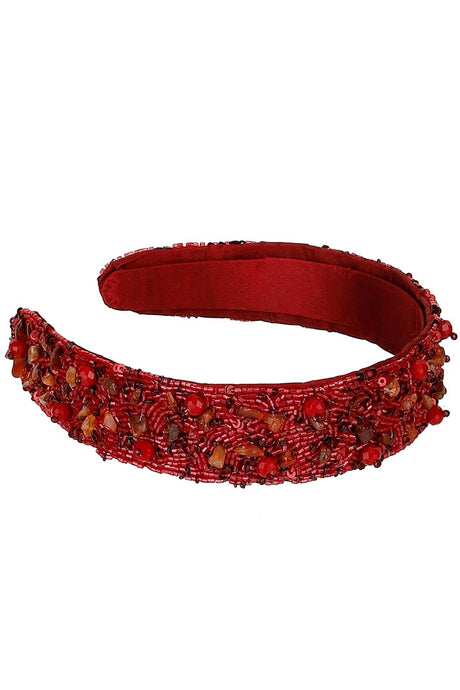 Wine & Multi Embellished Synthetic Hair Band