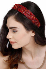 Wine & Multi Embellished Synthetic Hair Band