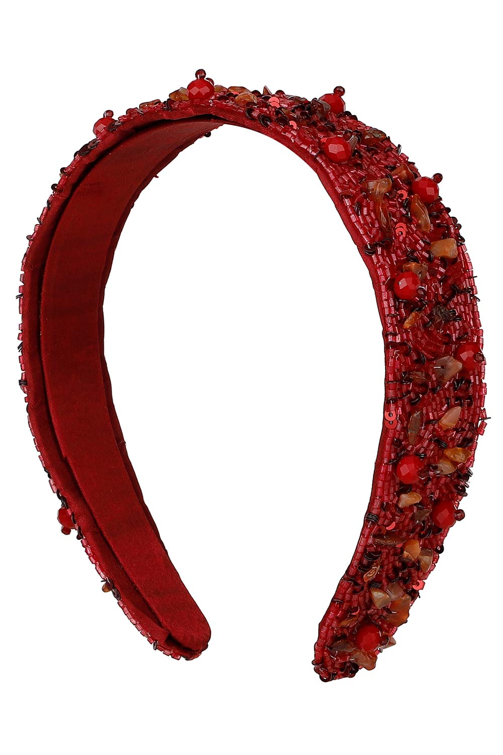 Wine & Multi Embellished Synthetic Hair Band