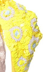 Yellow & Multi Floral Sequined Satin Faux Silk Hair Band