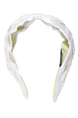 White & Gold Harlequin Embellished Satin Hair Band