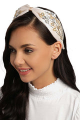 Off-White & Multi Floral Embellished Satin Hair Band