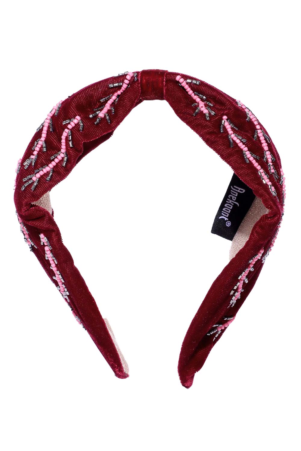 Wine & Multi Botanical Embellished Velvet Hair Band