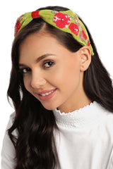 Sea Green & Red Floral Embellished Velvet Hair Band