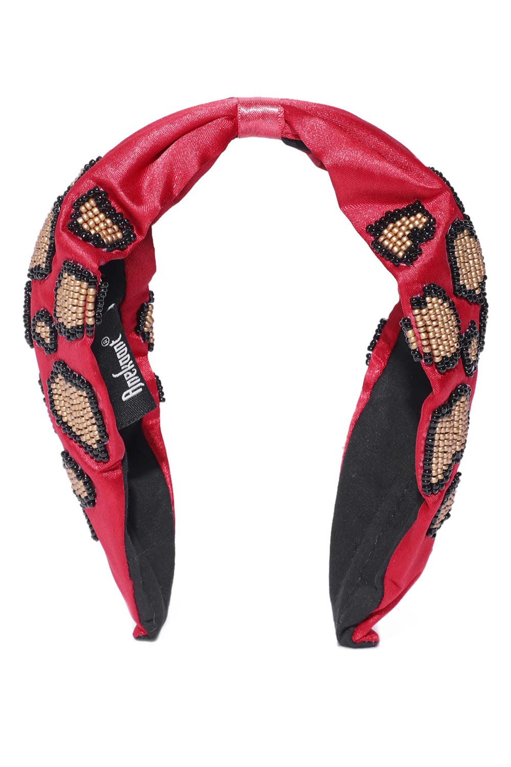 Red & Multi Leopard Embellished Satin Hair Band