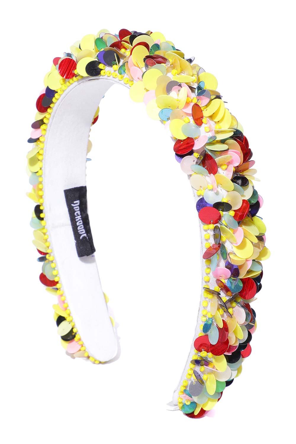 Yellow & Multi Embellished Cotton Hair Band