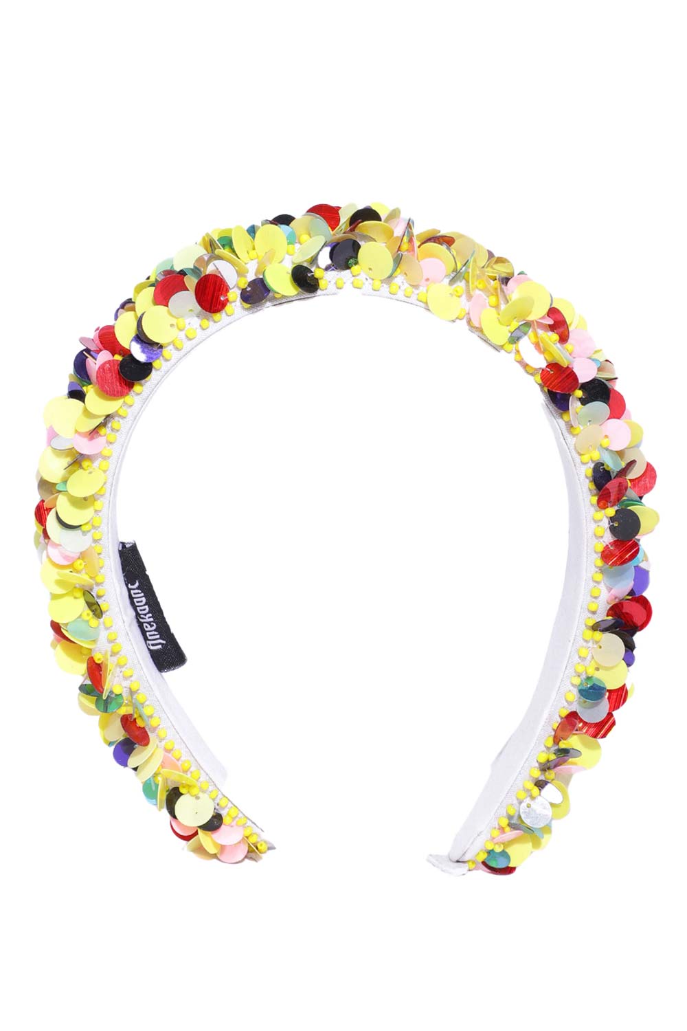 Yellow & Multi Embellished Cotton Hair Band