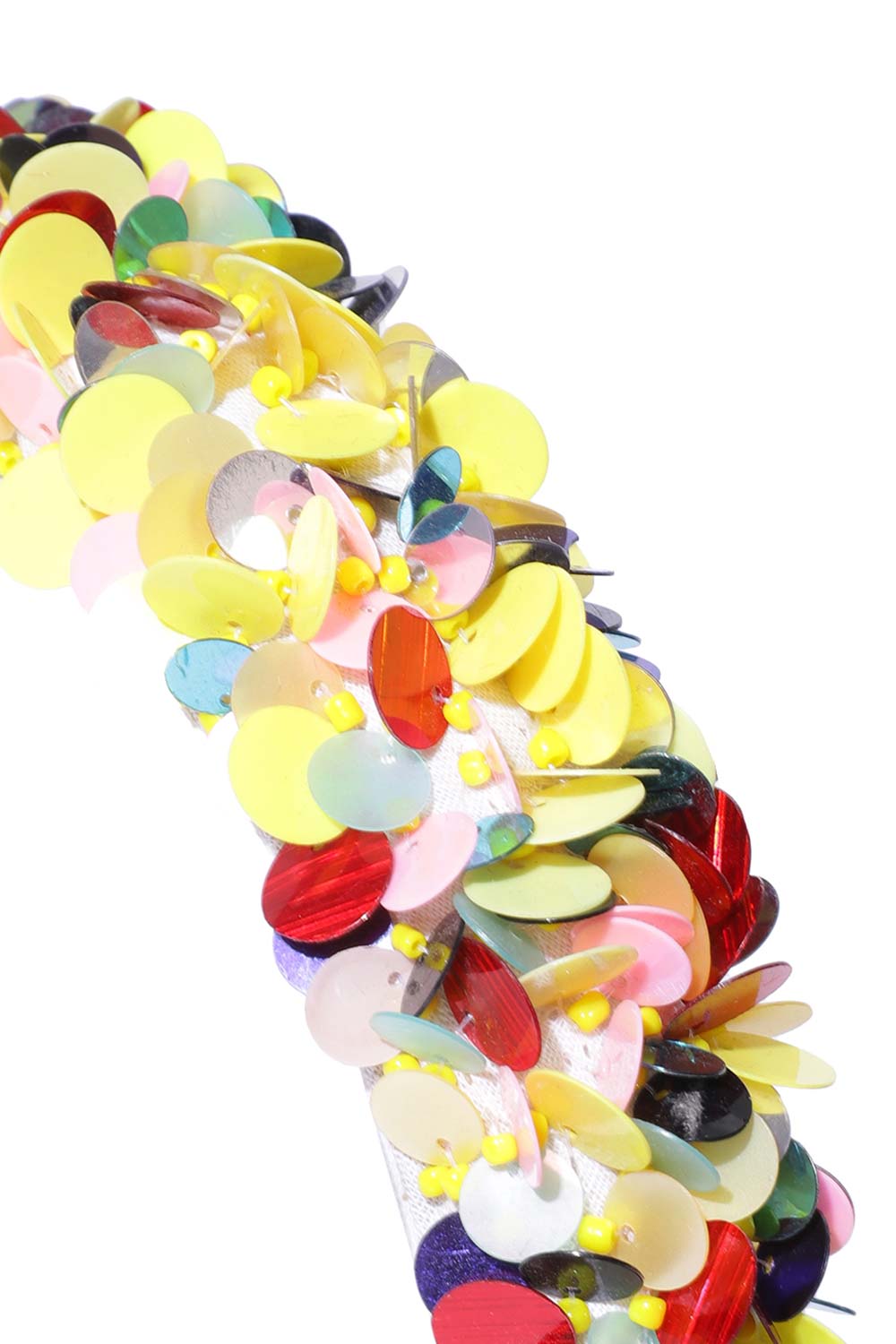 Yellow & Multi Embellished Cotton Hair Band