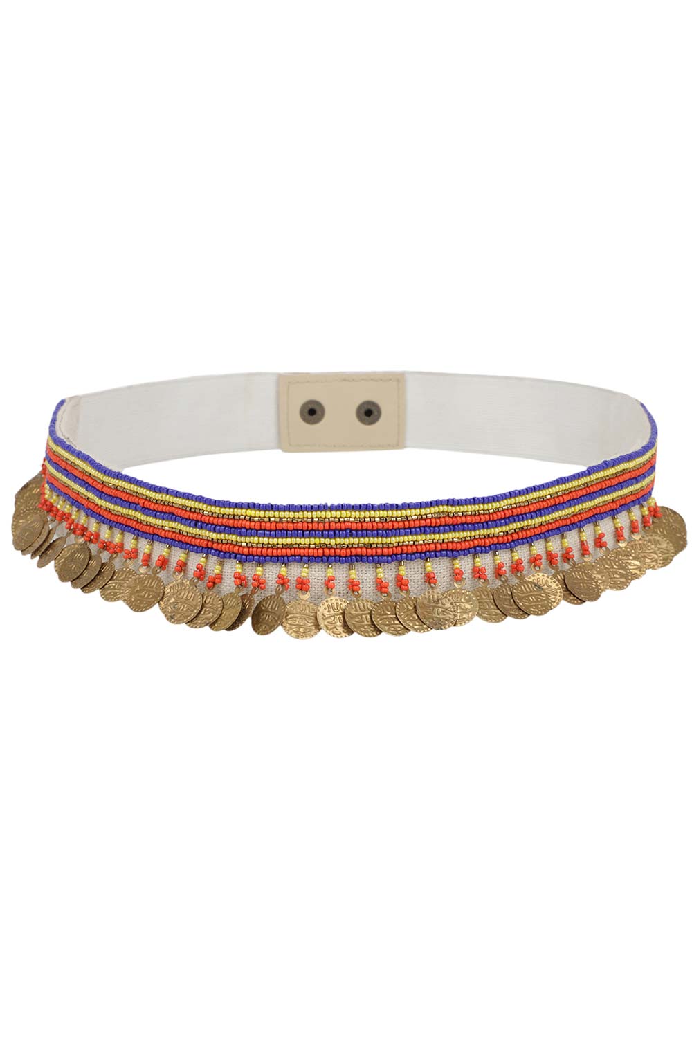 Embellished Waist Belt In Natural & Multi