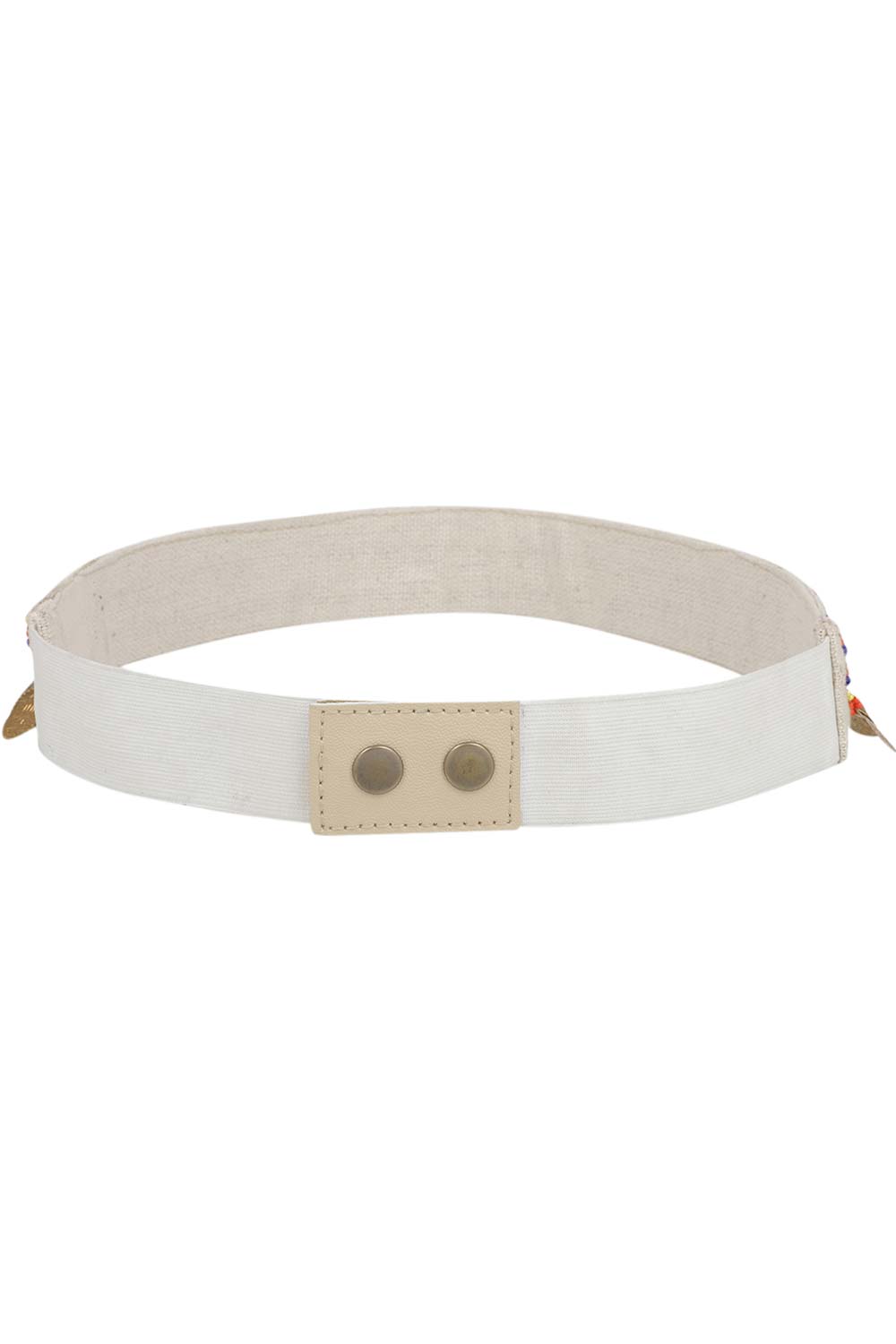 Embellished Waist Belt In Natural & Multi