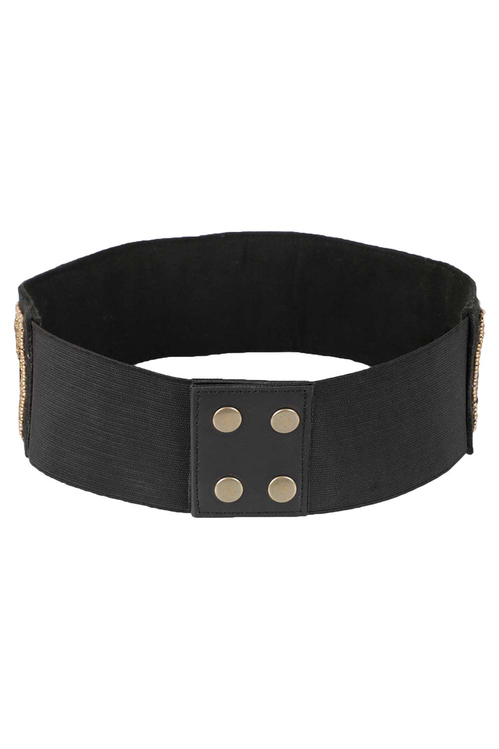 Embellished Waist Belt In Black & Gold (Dull)