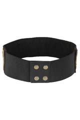 Embellished Waist Belt In Black & Gold (Dull)