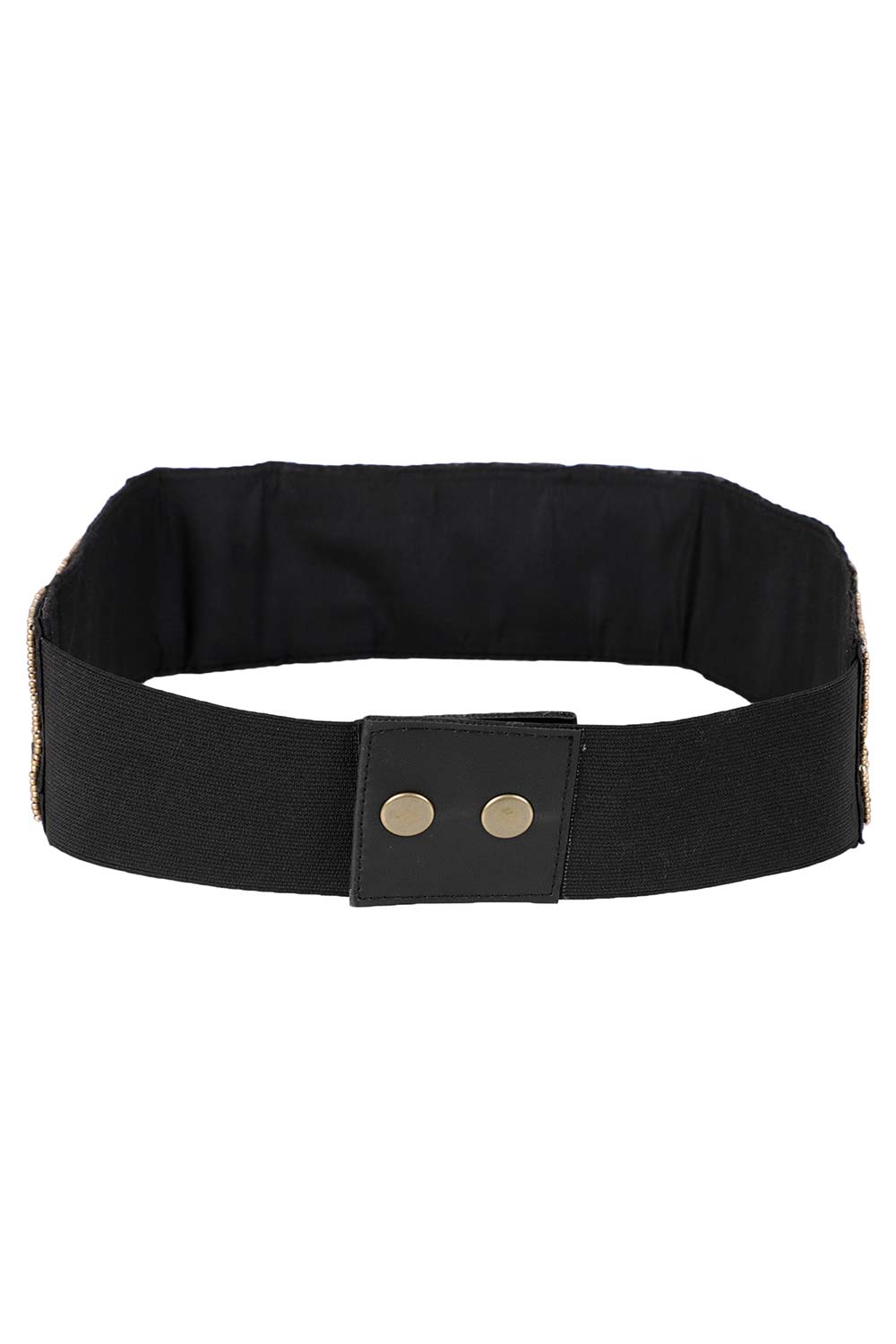 Embellished Waist Belt In Black & Gold