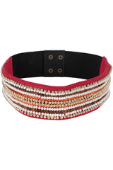 Embellished Waist Belt In Pink & Multi