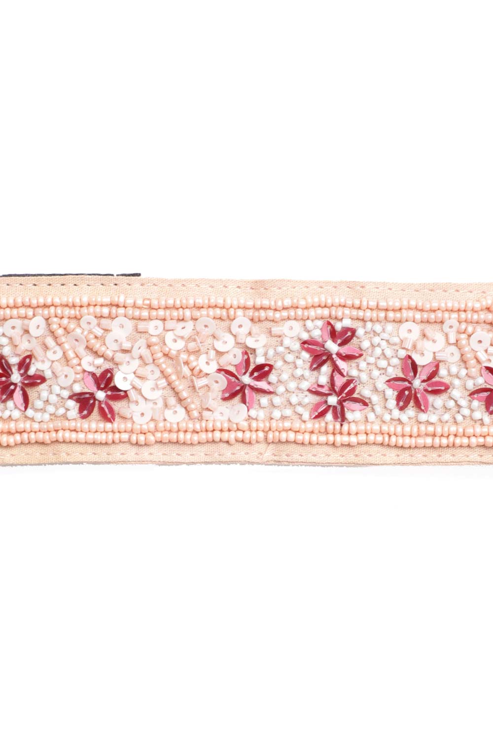 Floral Sequined Waist Belt In Pastel Pink & Multi