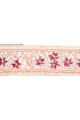 Floral Sequined Waist Belt In Pastel Pink & Multi