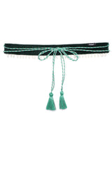 Geometric Bead Work Waist Belt In Turquoise & Silver