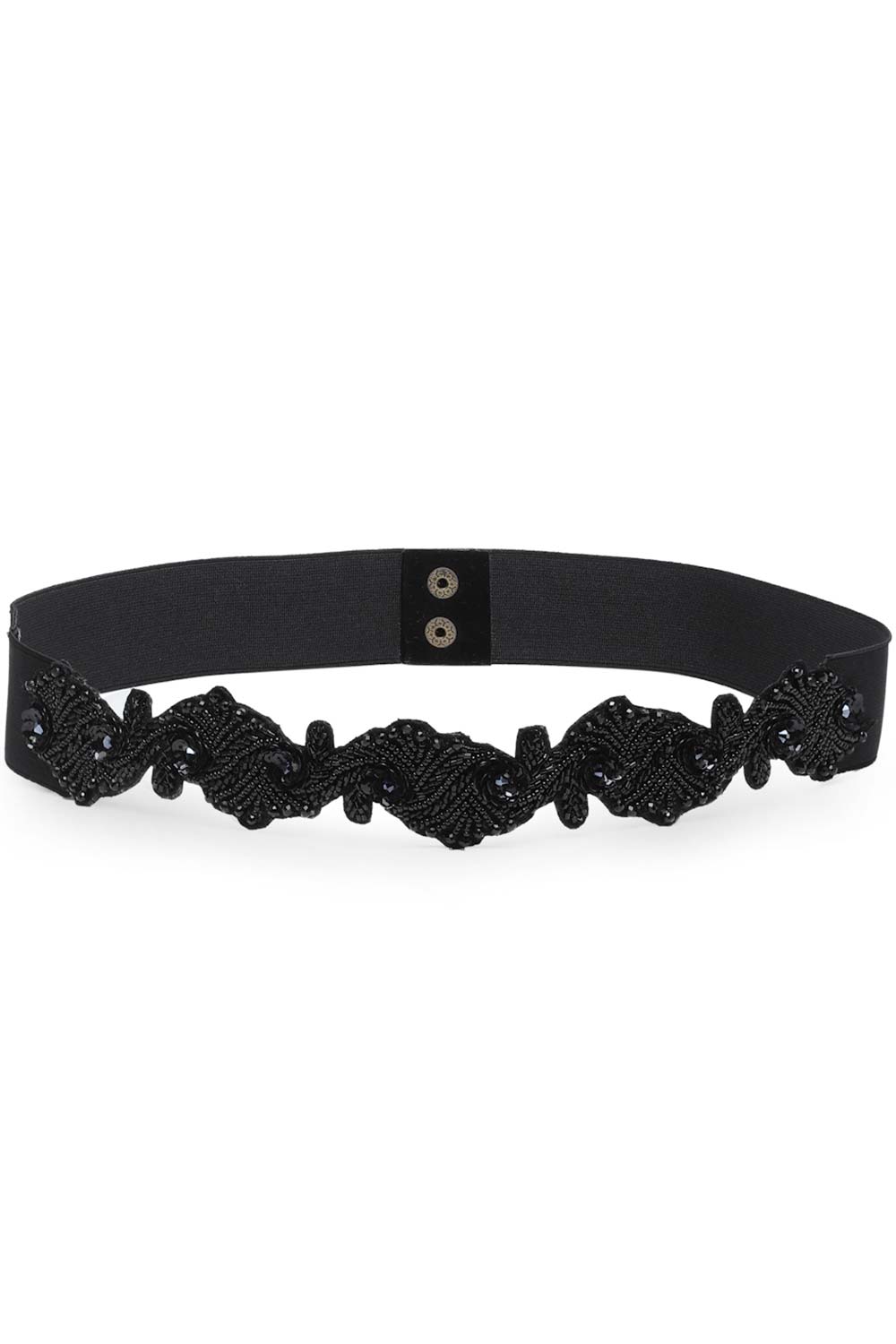 Ethnic Motifs Cut Work Embellished Waist Belt In Black