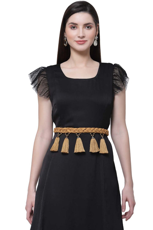 Golden black embroidered Ethnic Belts For Sarees & Lehengas | Lobaanya