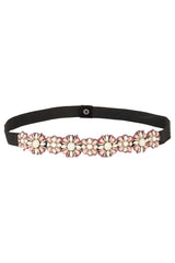 Floral Bead Work Waist Belt In Off White & Peach & Multi