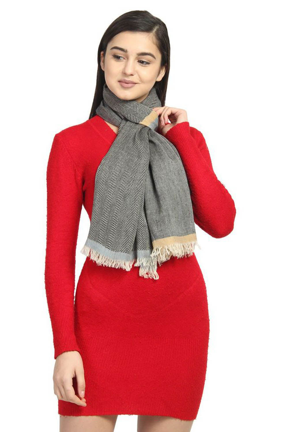 Viscose Stole And Scarf In Black And Grey