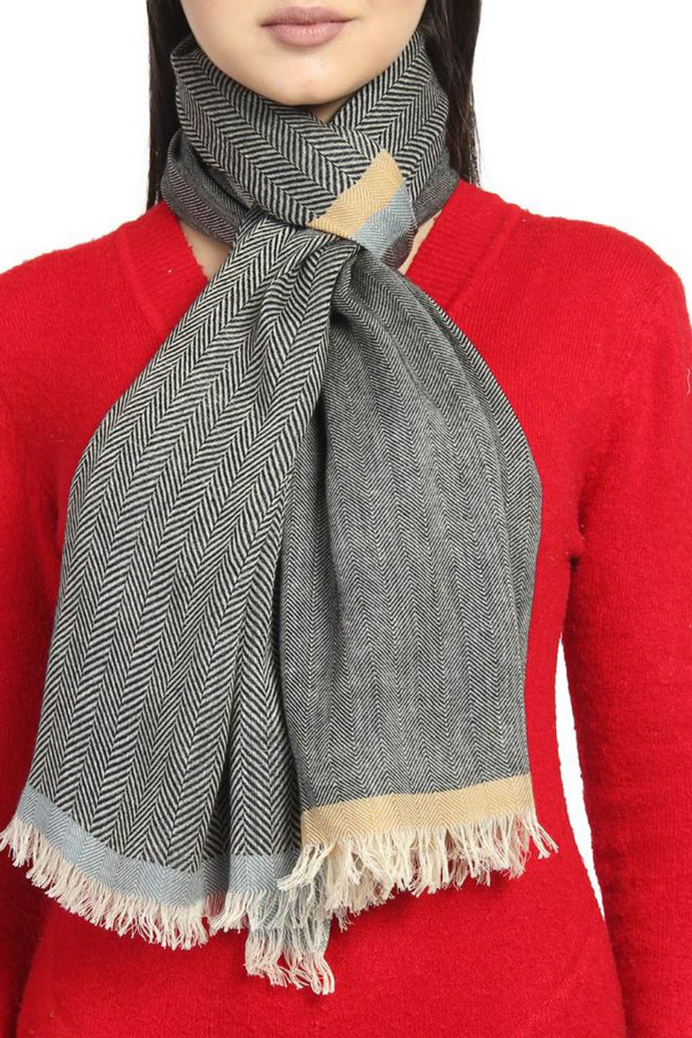 Viscose Stole And Scarf In Black And Grey