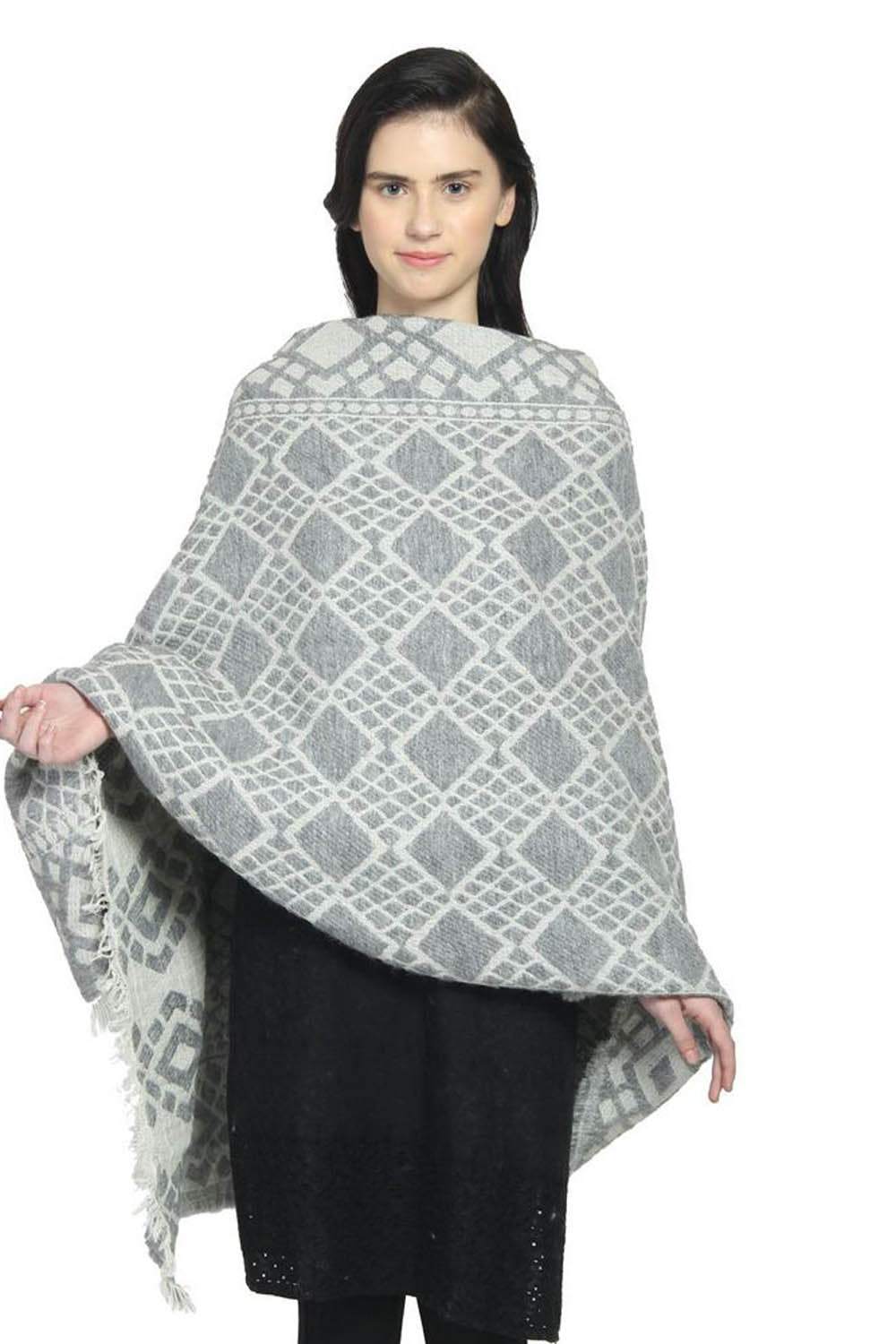 Wool Shawl In Grey