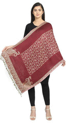 Viscose Shawl in Red And Beige