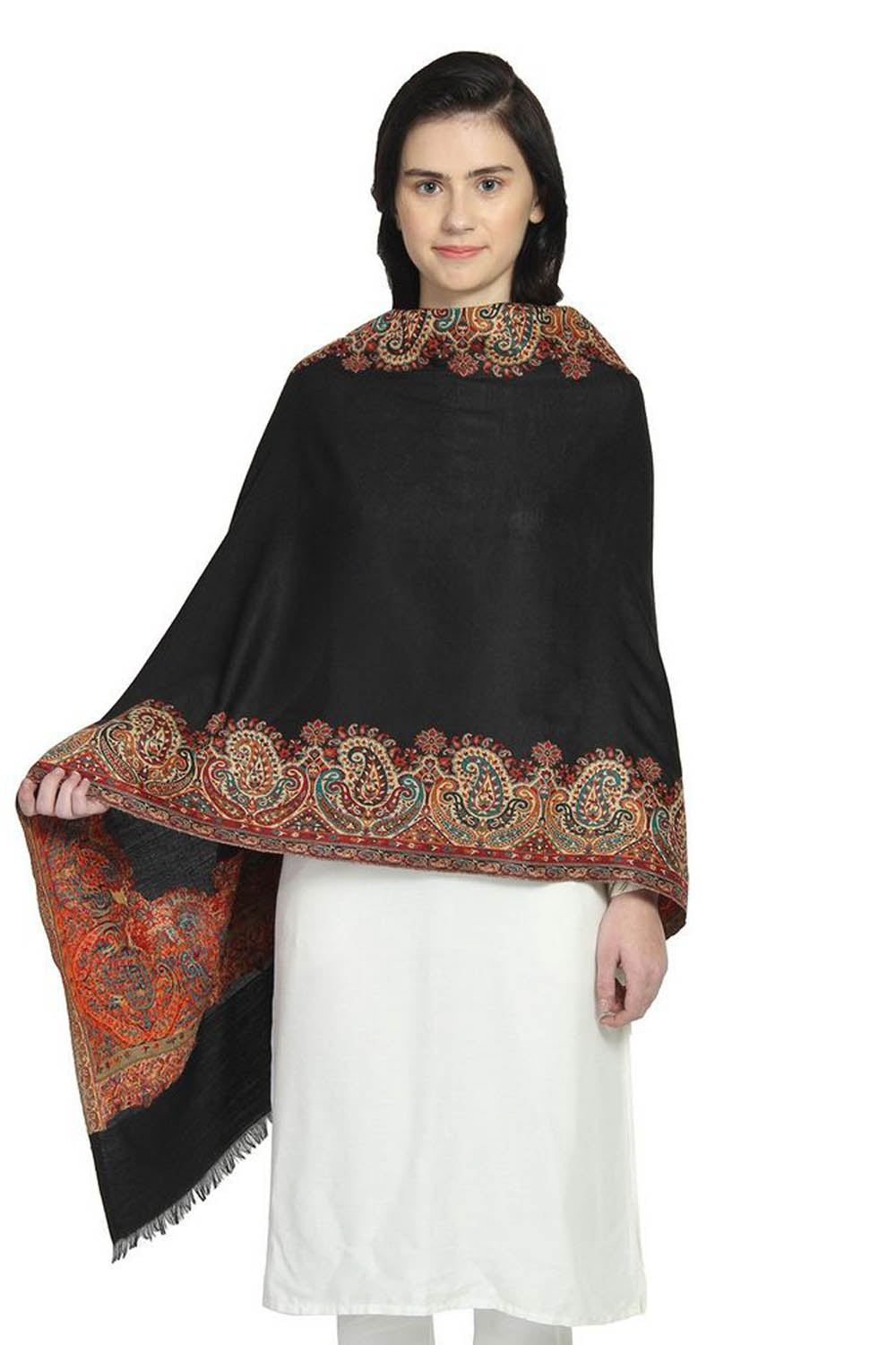 Wool Shawl In Black