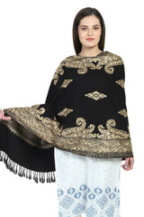 Wool Shawl In Black And Gold