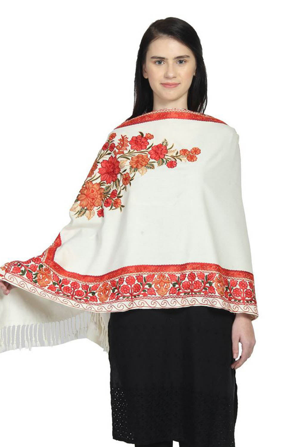 Wool Shawl In White