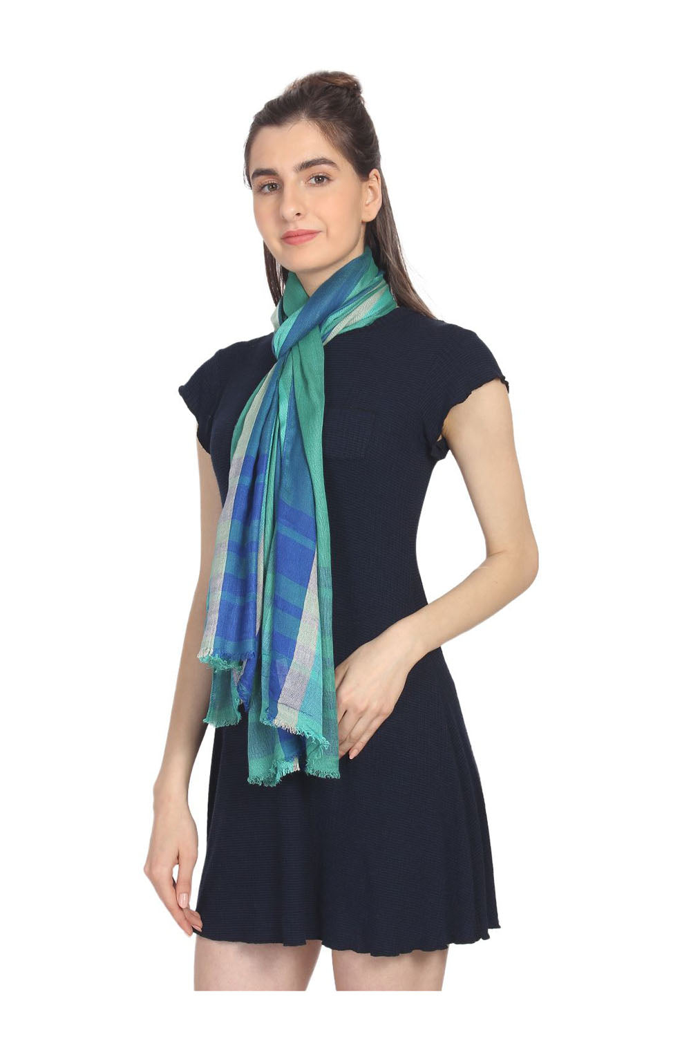 Viscose Stole In Green And Blue