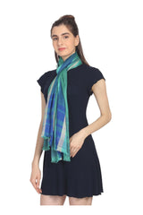 Viscose Stole In Green And Blue