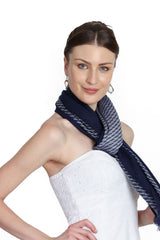 Viscose Stole in Navy And White