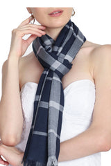 Viscose Stole In Navy And Grey